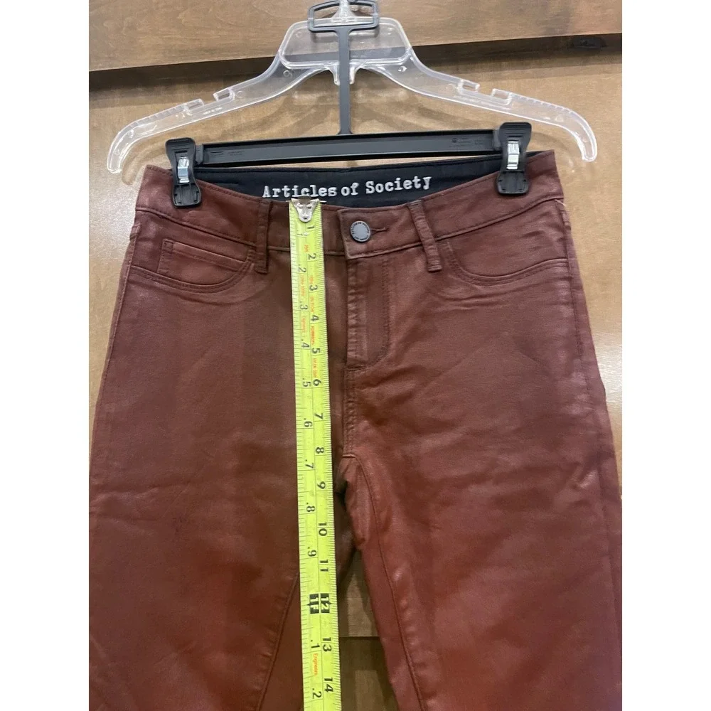 Articles of Society Skinny Coated Jeans‎ Burgundy Raw Hem 5350CT-287 Size 26 NEW